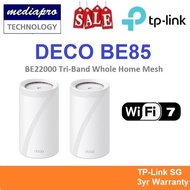 TP-LINK DECO BE85 2-Pack BE22000 Tri-Band Whole Home Mesh WiFi 7 System ( Pack of 2 ) - 3 Year Local