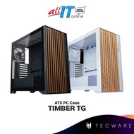 Tecware Timber TG ATX Desktop PC Casing | 4x120mm Fans | Tempered Glass (Black / White)