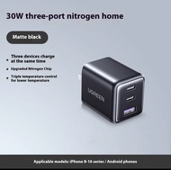 สายที่ชาร์จหลายพอร์ต Ugreast X514 30W เหมาะสำหรับ Apple Huawei Xiaomi iPhone 16 Pro พอร์ตคู่อุปกรณ์ช