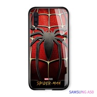 สำหรับ Samsung Galaxy A50 A50S A30S Marvel อเวนเจอร์สสไปเดอร์แมนโลโก้ Superhero กันกระแทก Soft EDGE กระจกเทมเปอร์กลับเคสโทรศัพท์