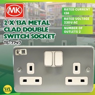 MK 2 X 13A Metal Clad Double Switch Socket/Double Metal/Switched Socket BESI