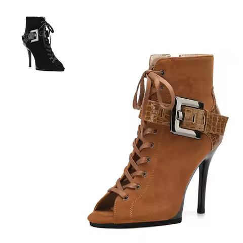 New Styles Platform Latin Salsa Dance Heels Shoes Beige Leather Dance Shoes Brown Red Black Customiz
