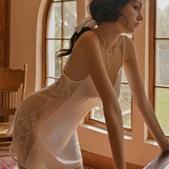 性感緞面蕾絲透視側邊迷你連身裙