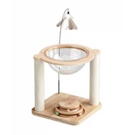 實木一體式貓爬架連半球太空艙貓窩逗貓滾球玩具 (2層款｜50cm)