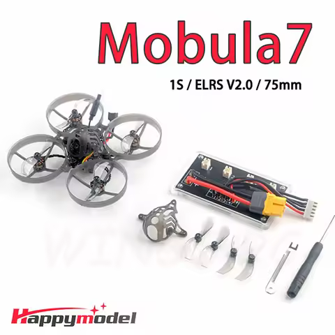 HappyModel Mobula7 1S X12 5in1 AIO FC ELRS V2.0 BLHELIS 12A OPENVTX 400mW Runcam Nano3 RS0802 1S 75m