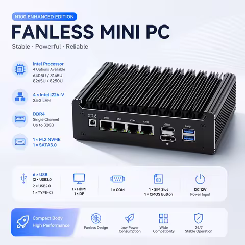 SZBOX Firewall Mini PC Intel 6405U 8145U 8265U 8250U 4x 2.5G LAN DDR4 NVMe SSD Soft Router pfSense O