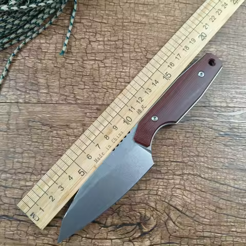 TWOSUN Fixed Knives Hunting Outdoor D2 Blade Brown Micarta Handle TS616 with Kydex Sheath