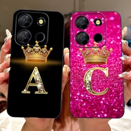 For ITEL A60 A60s A662LM Fashion Crown Initial Letter Couple Phone Case ItelA60 A 60 60S Soft Silico