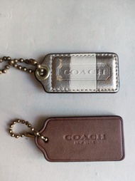 COACH COACH BROWN LEATHER KEY FOB BAG CHARM  KEYCHAIN HANG TAG