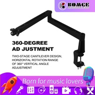 Low Profile Mic Arm, Stand Boom Arm Adjustable Microphone Desk with Shock Mount Clip 3/8-5/8'' Adapt