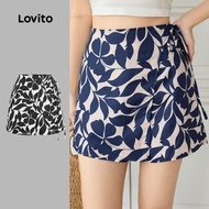 Lovito Elegant Shorts Floral Lace Up Shorts for Women L104ED783