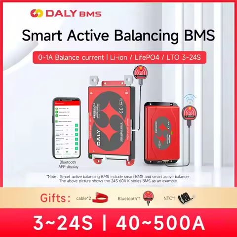 Daly Smart BMS Lifepo4 4S 12V 8S 24V 10S 36V 13S 48V 16S 60V 100A 150A 200A 250A Bluetooth 1A Smart 