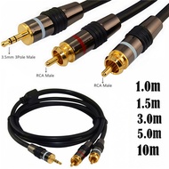 Alloy Head Audio Cable 3.5mm One Point Two Turn Double AV Lotus Cable Computer Speaker Cable Audio C