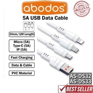 Abodos AS-DS32 5A Fast Charging Cable Abodos AS-DS33 Data Cable 30CM 100CM Cable Micro Type-C IP l O