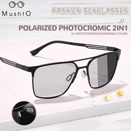 Mushto Polarized Lens Glasses Photochromic Sunglasses Aviator Style Square Light Alloy Frame Unisex 
