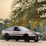 AE86头文字D合金模型车 藤原豆腐店模型车回力玩具车仿真汽车模型 AE86黑盖版【可车牌定制+底座】