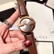 GUCCI Interlocking 時尚雙G造型手錶 咖啡色 37mm YA133309 限量促銷特價品出清