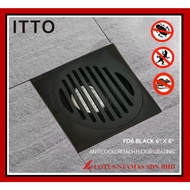 ITTO FD6 6" X 6" Anti Cockroach Floor Grating - Solid Brass Black Colour floor trap for Bathroom