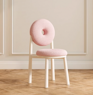 文記 - 奶油風羊羔絨甜甜圈餐椅(粉色*白色腿)(尺寸:43*43*90CM)#M209012531
