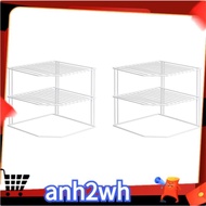 【A-NH】2 Pack Kitchen Cupboard Shelf Organiser,3 Tier Corner Shelf Plate Storage Rack Cupboard Organiser for Kitchen