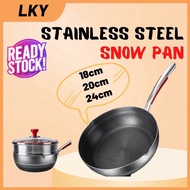 [LKY] Snow pan with Steamer 316 GRADE stainless steel small wok non-stick pan 18CM 20CM 24CM multi-function