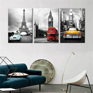 Canvas Pictures Living Room Wall Art 3 Pieces Paris Tower New York City Car Landscape Painting Print