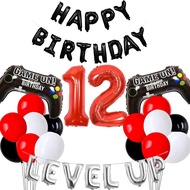 (SG SELLER) 12th Birthday Red Video Game Birthday Decoration Set Birthday Decor Gaming Kit Level Up 