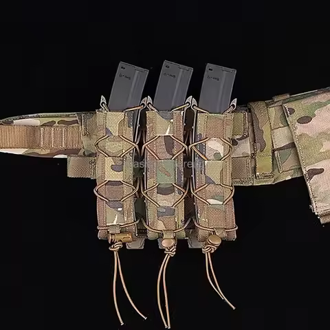Tiger Type Long Magazine Pouch for UMP9 UMP40 UMP45 MP5 MP9 MP10 MPX Pistol Airsoft Triple Mag Pouch