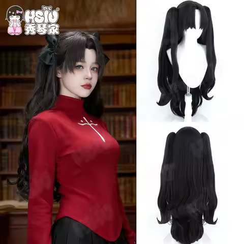 Tohsaka Rin Cosplay Wig Fiber synthetic wig「HSIU」95Cm brown black Long Wig+Wig cap Game FGO Ishtar T
