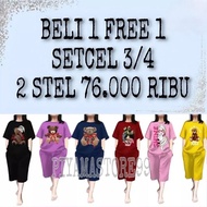 Buy 1 FREE 1/ 2 Pics SHORT SETCEL / Women's Oversized Jumbo Suit LD 115 / Women's T-shirt / Shorts 3