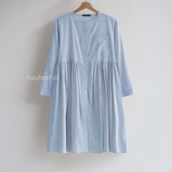 Bayleaf.id Jihan Tunik Striped Katun Lengan Panjang / Atasan Tunik Wanita Motif Garis