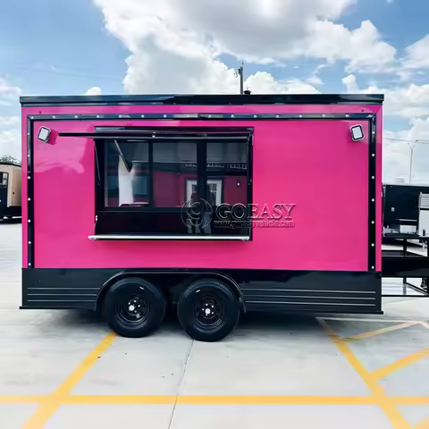 GOEASY Luxury United State Food Truck with Full Kitchen Concession Bbq Food Trailer with Porch Fully