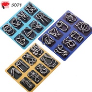 SOFTNESS Set of 8pcs Metal Wire Puzzle, Disassembly Assembly Metal Iron Link Unlock Interlock Game, 