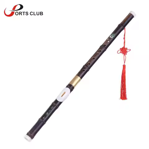 Transverse Flute Pipe Detchable Natural Black Bamboo Bawu Ba Wu Musical Instrument in G Key for Begi