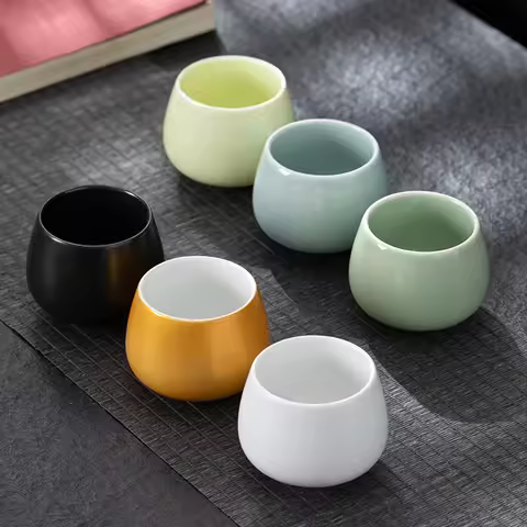 1pcs 115ml Ceramic KungFu Tea Cup Small Coffee Cups Office and Home Porcelain Teacup Pottery Travel 
