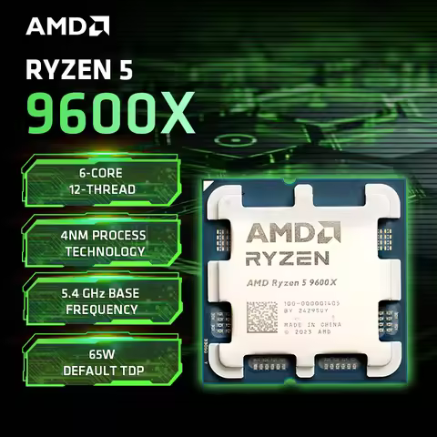 AMD Ryzen 5 9600X 100% Brand New AMD R5 9600X Max Boost 5.2GHz 6-Core 12-Thread 32MB Cache AM5 no Pa