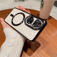 Magnetic Circle Case for Huawei P50 Pro P50 P40 Pro P30 Pro Supporting Wireless Charging Soft Plating Back Cover with Lens Protector Casing