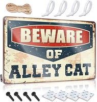 Metal Signage Beware of Alley Cat Metal Sign Funny Metal Signs No Trespassing Tin Sign ( Size : 30X4