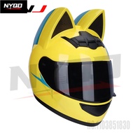 HNJ Cat's ears Electric Motorcycle Helmet Women Full face Summer Cat Helmet motorbike helmet casco m