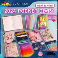 VC Art Pocket Size Mini Diary Planner 2024 Weekly View Fancy Calendar Stationery