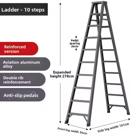 Minimalist Thickened aluminum alloy ladder Household unstacking herringbone ladder Folding ladder Te