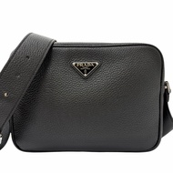 成色極佳 □ PRADA 2VH189 皮革三角標誌Plate肩背包 黑色 義大利製造 推薦男士