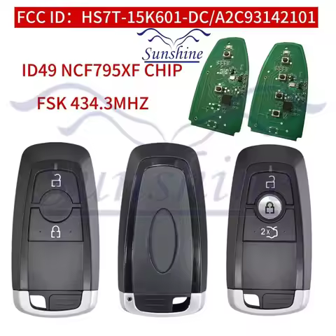 Sunshine 2/3 Buttons A2C93142101 HS7T-15K601-DC Smart Keyless Entry Car Key 434MHz For Ford Edge/S-M