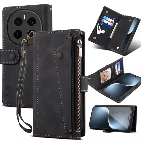 Wallet Flip Leather Case For HONOR MAGIC 7 PRO / MAGIC7 Mobile Phone Case For Rope Luxury Zipper Cov