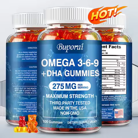 Omega 3 6 9 + DHA Gummies - Brain Health, Enhances Concentration, Memory, Improves Blood Circulation