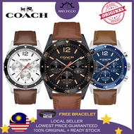 [100% Original & Free Bracelet] Coach SULLIVAN SPORT Chronograph Leather Men Watch Jam Tangan Lelaki