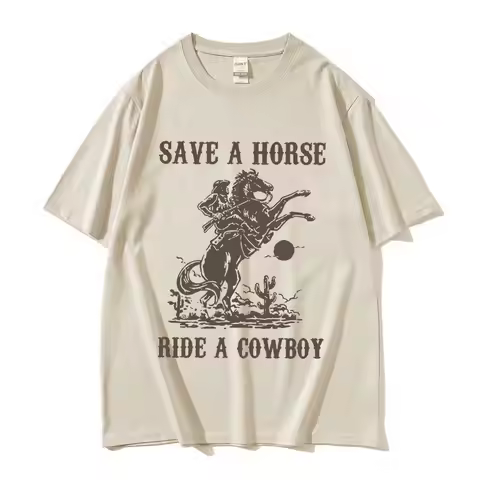Pedro Pascal Save A Horse Ride A Cowboy Print T Shirt Men's Retro Harajuku Fashion T-shirts Casual 1