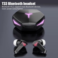 【Sleek】 T33 Tws Game Wireless Bluetooth Headset Low Delay Sound Quality Earbuds With Mic Digital Display Fone Bluetooth Headphones