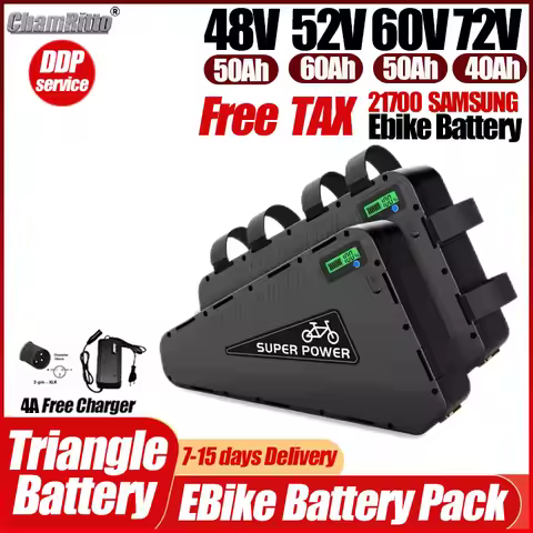 36v 48v 52v 60v 72v Electric Bicycle chamrider Triangle battery 30ah 40ah 50ah 60ah ebike 1000w2000w