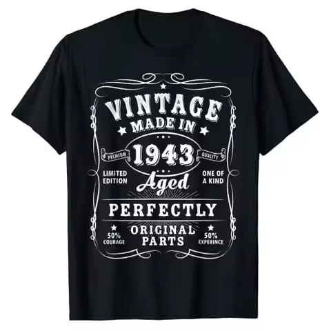 Vintage 83th Birthday Decorations Men Funny 1943 83 Birthday T-Shirt Born In 1943 Graphic Tee Saying